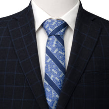 Load image into Gallery viewer, DC Batman Stripe Multi Emblem Blue Men&#39;s Tie
