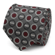 Load image into Gallery viewer, DC Batman Medallion Symbol Charcoal Silk Men's Tie
