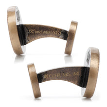 Load image into Gallery viewer, DC Batman Wayne Monogram Gold Cufflinks
