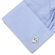 Load image into Gallery viewer, DC Superman Stainless Steel White Pave Crystal Cufflinks
