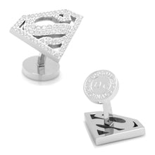 Load image into Gallery viewer, DC Superman Stainless Steel White Pave Crystal Cufflinks

