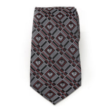 Load image into Gallery viewer, DC Superman Geometric Gray Silk Men&#39;s Tie
