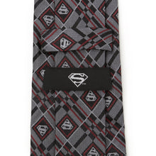 Load image into Gallery viewer, DC Superman Geometric Gray Silk Men's Tie

