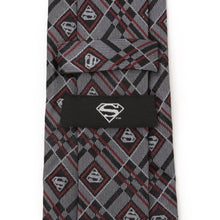 Load image into Gallery viewer, DC Superman Geometric Gray Silk Men&#39;s Tie
