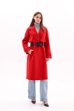 Load image into Gallery viewer, Karina Belted Wool Cashmere Blend Overcoat in Ruby
