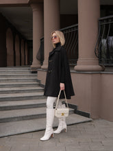 Load image into Gallery viewer, Paris Cashmere Bland Cape Coat in Black
