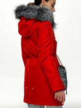 Load image into Gallery viewer, Roma Genuine Silver Fox Fur Rabbit Fur Insulated Parka in Red
