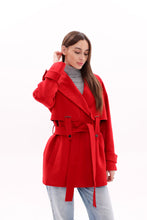 Load image into Gallery viewer, Karina Midi Cashmere Wool Blend Coat In Ruby
