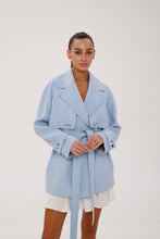 Load image into Gallery viewer, Karina Midi Belted Wool Cashmere Blend Overcoat in Sky Blue
