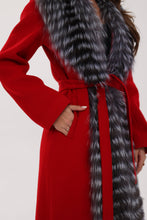 Load image into Gallery viewer, Genuine Silver Fox Virgin Wool Wrap Coat in Red
