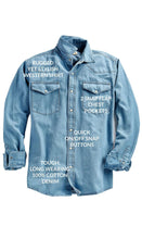 Load image into Gallery viewer, Mens Western Snap Front Button Shirt in Denim and Twill with a Stitched Yoke and Chest Pockets
