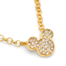 Load image into Gallery viewer, Disney Mickey Mouse Gold Crystal Chain Tie Bar
