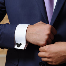 Load image into Gallery viewer, Disney Mickey Mouse Stainless Steel Black Pave Crystal Cufflinks
