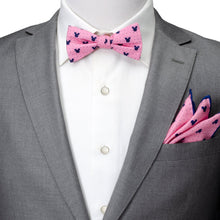 Load image into Gallery viewer, Disney Mickey Mouse Pink Dot Silhouette Pre-Tied Bow Tie
