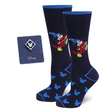 Load image into Gallery viewer, Disney Fantasia Mickey Mouse Navy Socks and Blue Lapel Pin Gift Set
