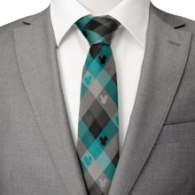 Load image into Gallery viewer, Disney Mickey Mouse Silhouette Teal Plaid Men's Tie
