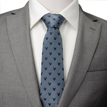 Load image into Gallery viewer, Disney Mickey Mouse Silhouette Blue Herringbone Men's Tie
