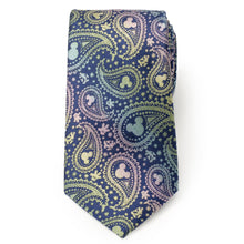 Load image into Gallery viewer, Disney Mickey Mouse Silhouette Iridescent Paisley Navy Tie

