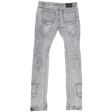 Load image into Gallery viewer, F1748 Shredded Biker Denim Jeans w/ Bottom Leg Zipper | 40-inch Inseam - Gray
