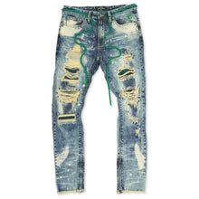 Load image into Gallery viewer, F1756 Denim Jeans w/ Rhinestones &amp; Bottom Leg Zipper - Vintage Wash
