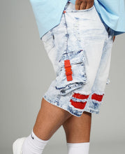 Load image into Gallery viewer, M936 - Makobi Denim Cargo Shorts - Light Wash
