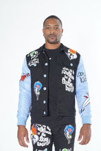 Load image into Gallery viewer, M1040 Love Kills Denim Jacket - Black/Black
