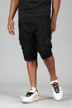 Load image into Gallery viewer, M936 - Makobi Denim Cargo Shorts - Black
