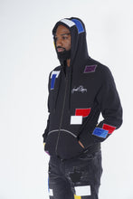 Load image into Gallery viewer, F5715 Frost Patchwork Zip Up Hoodie -  Black
