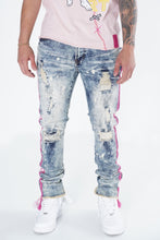 Load image into Gallery viewer, F1782 Shredded Jeans w/ Drawstring Side Tape - Dirt Wash
