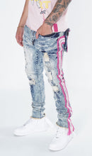 Load image into Gallery viewer, F1782 Shredded Jeans w/ Drawstring Side Tape - Dirt Wash
