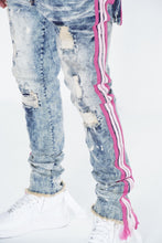 Load image into Gallery viewer, F1782 Shredded Jeans w/ Drawstring Side Tape - Dirt Wash
