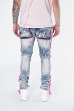 Load image into Gallery viewer, F1782 Shredded Jeans w/ Drawstring Side Tape - Dirt Wash
