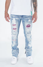 Load image into Gallery viewer, F1756 Denim Jeans w/ Rhinestones &amp; Bottom Leg Zipper - Light Wash/Pink
