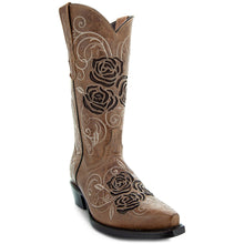 Load image into Gallery viewer, Tan Rose Inlayed Women's Cowgirl Boots (M50032)
