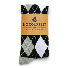 Load image into Gallery viewer, Black and White Argyle Socks
