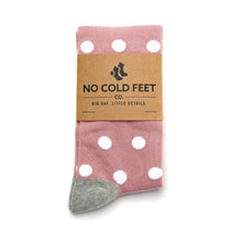 Load image into Gallery viewer, Dusty Rose with White Polka Dot Socks
