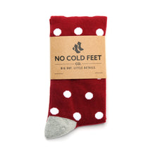 Load image into Gallery viewer, Burgundy with White Polka Dot Socks
