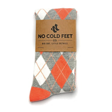 Load image into Gallery viewer, Coral and Grey Argyle Socks
