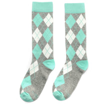Load image into Gallery viewer, Mint and Grey Argyle Socks
