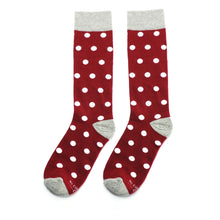 Load image into Gallery viewer, Burgundy with White Polka Dot Socks
