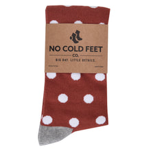 Load image into Gallery viewer, Burnt Orange with White Polka Dot Socks

