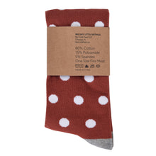 Load image into Gallery viewer, Burnt Orange with White Polka Dot Socks
