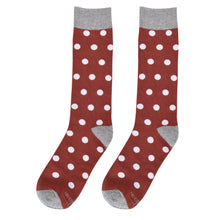 Load image into Gallery viewer, Burnt Orange with White Polka Dot Socks

