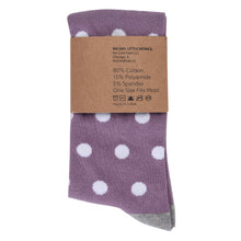 Load image into Gallery viewer, Wisteria Purple with White Polka Dot Socks
