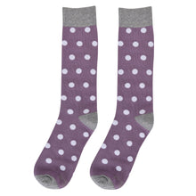 Load image into Gallery viewer, Wisteria Purple with White Polka Dot Socks
