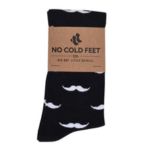 Load image into Gallery viewer, Black with White Mustache Socks
