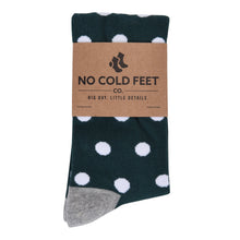 Load image into Gallery viewer, Emerald Green with White Polka Dot Socks
