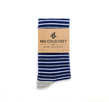 Load image into Gallery viewer, Navy and White Striped Socks
