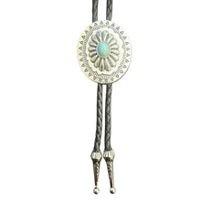 Load image into Gallery viewer, Deadwood Silver Sunburst (Turquoise) - Bolo Tie
