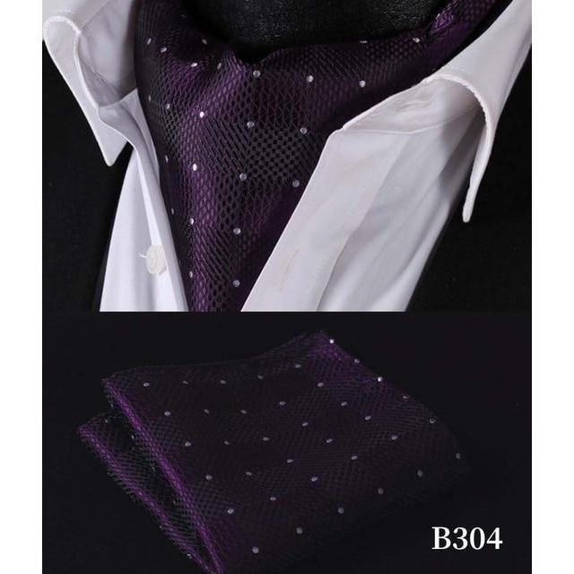 Dazzling Purple Silk  Ascot/Cravat Tie & Handkerchief